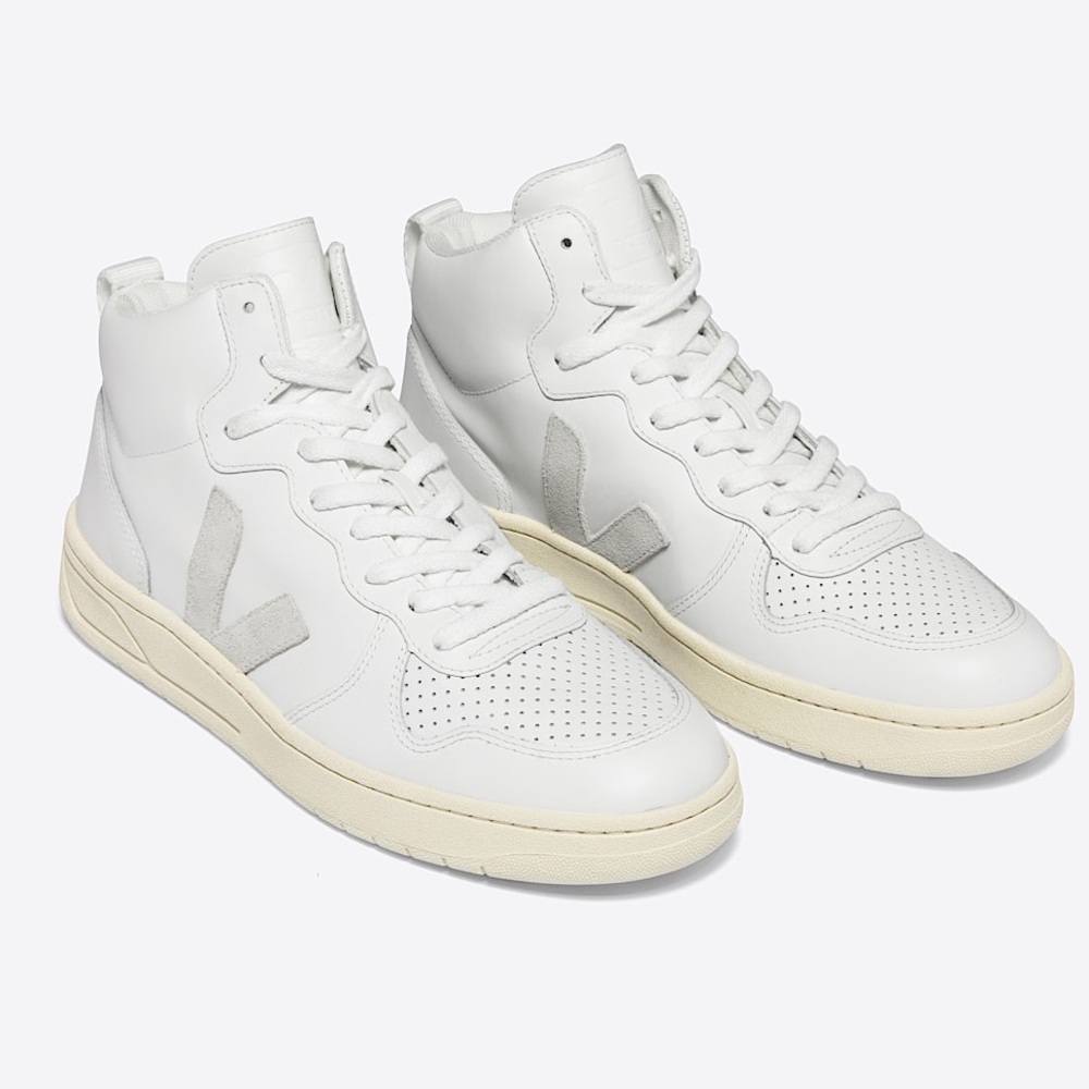 Veja White and Gray High-Top Sneakers